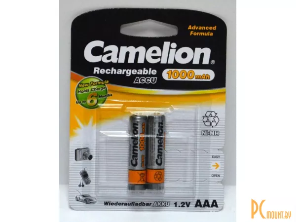 Аккумулятор Ni-MH CAMELION 1000mA, R03 (AAA), цена за упаковку 2 шт.